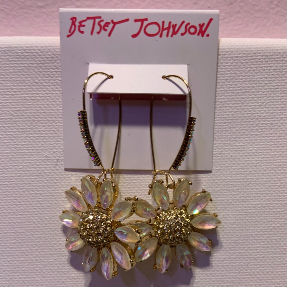 Betsey Johnson Sunflower hoop earrings